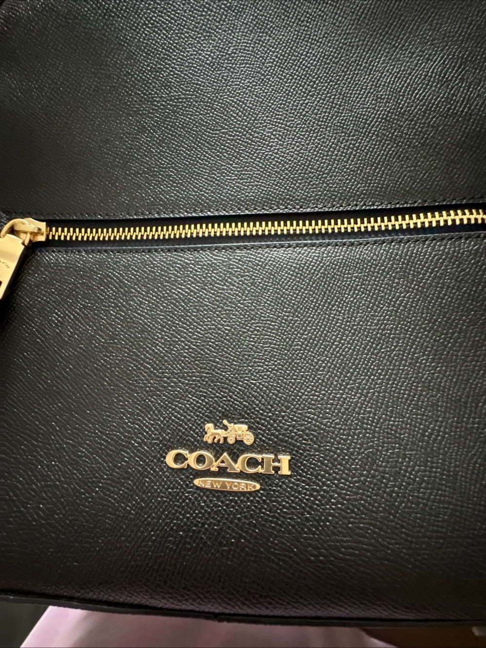 Coach Black Leather Backpack with Gold Hardware